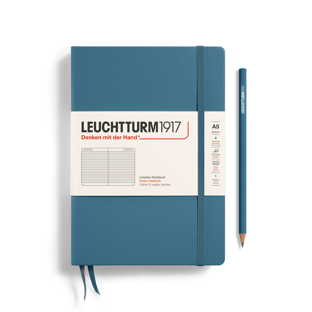 Cuaderno Leuchtturm1917 Medium A5 Stone Blue, Lineas