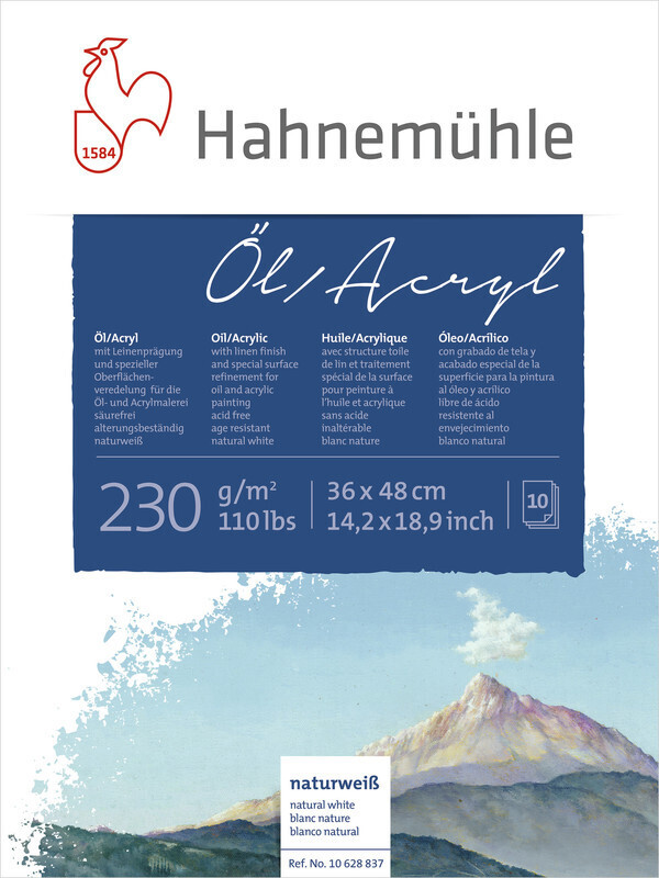 Block Hahnemuhle Oil/Acrylic Canvas 230g 10 Hojas 36 x 48cm