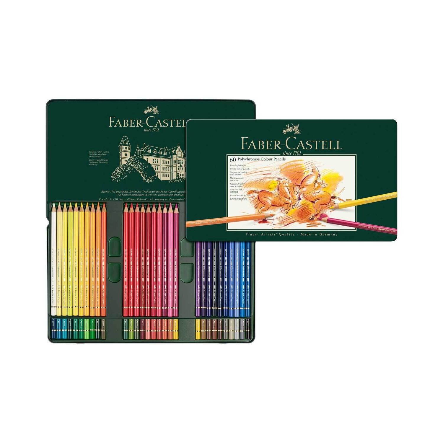 Lapiz Faber Castell Polychromos 60 Colores, Caja de Metal