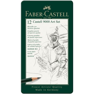 Lapiz Faber Castell 9000,  12 grados 2H a 8B
