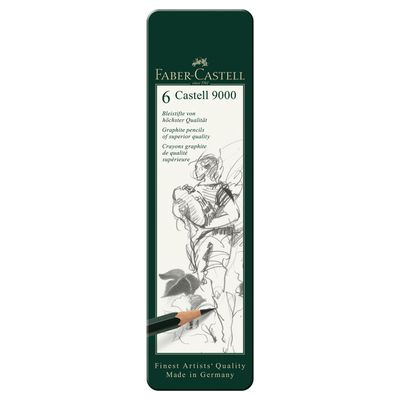 Lapiz Faber Castell 9000,  6 grados HB a 8B
