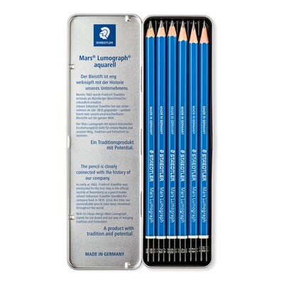 Lapiz Staedtler Mars Lumograph 6 grados, caja metálica