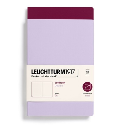 Cuaderno Leuchtturm1917 Jottbook Double A5, Lilac + Port Red, Plain