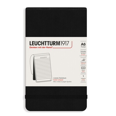 Cuaderno Leuchtturm1917 Reporter A6, color Negro, rayado