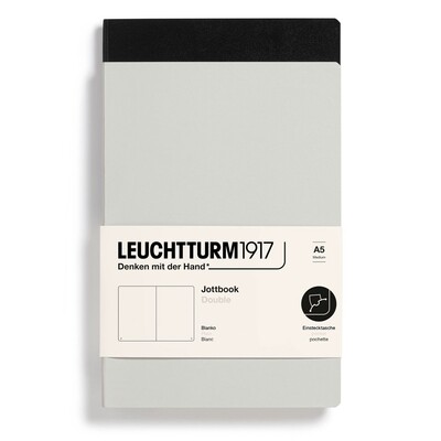Cuaderno Leuchtturm1917 Jottbook Double A5, Light Grey + Black, Plain