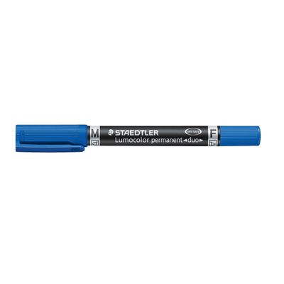 Marcador Staedtler Lumocolor Duo, doble punta, color azul