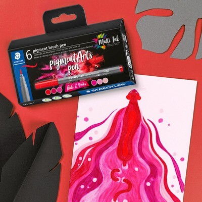 Marcador Staedtler Pigment Brush Pen , Reds &amp; Pinks, 6 col.