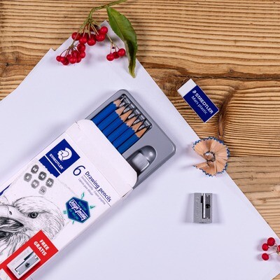 Lapiz Staedtler Mars Lumograph 6 grados (Promo borrador + sacapuntas)
