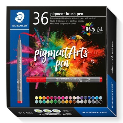 Marcador Staedtler Pigment Brush Pen, 36 colores