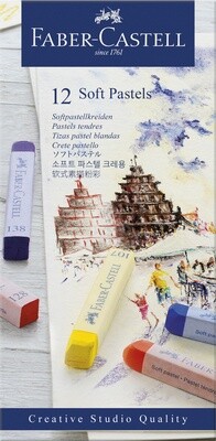 Crayón Pastel Seco Faber Castell largo, 12 colores
