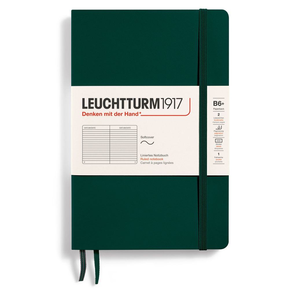 Cuaderno Leuchtturm1917 B6+ Softcover, Forest Green, rayas