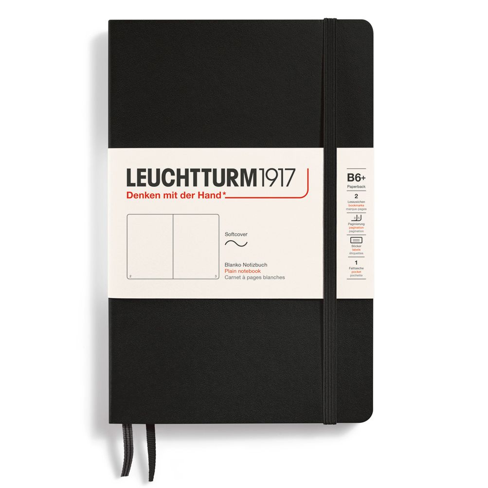Cuaderno Leuchtturm1917 B6+ Softcover, Black, Plain