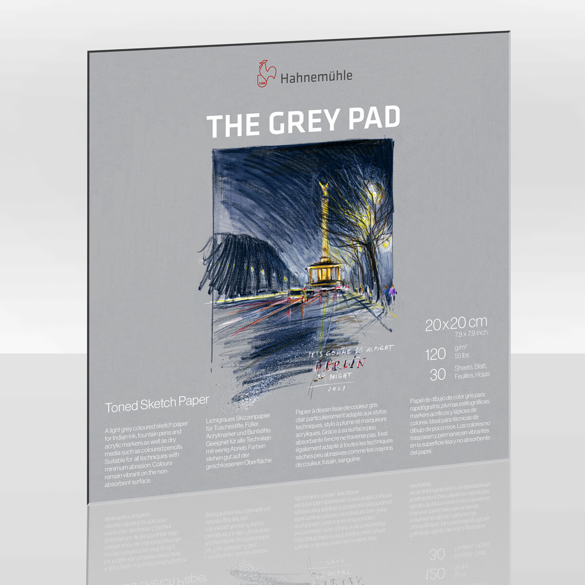 Block Hahnemuhle The Grey Pad 20 x 20cms, 120g 30 Hojas