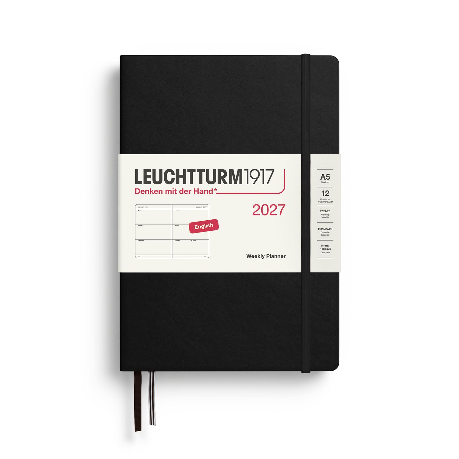 Agenda 2027 Leuchtturm1917 Weekly Planner A5, Negro