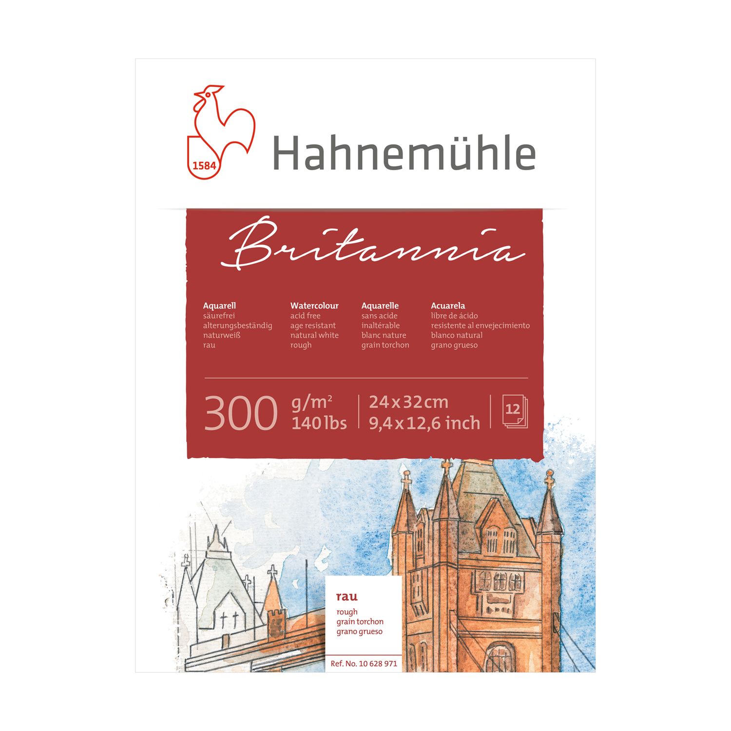 Block Hahnemuhle Britannia 300gr. grano grueso, 24 x 32 cms
