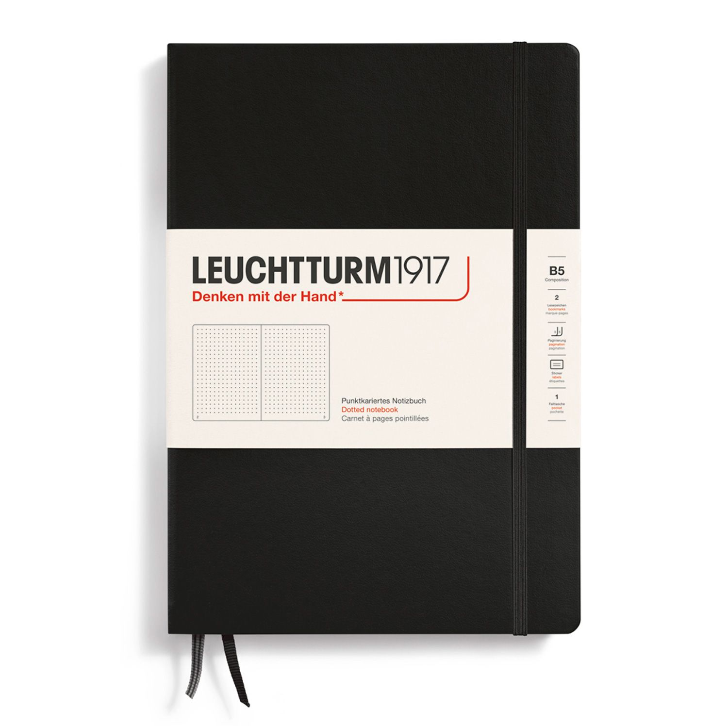 Cuaderno Leuchtturm1917 Composition B5 Tapa Dura, Negro, puntos