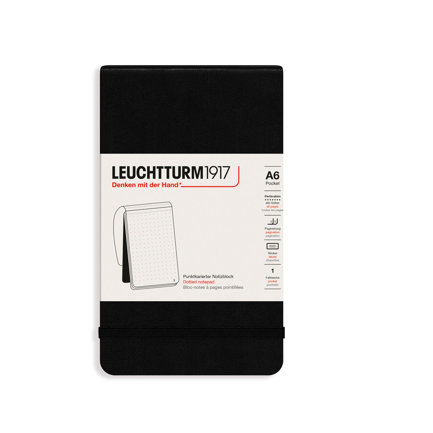 Cuaderno Leuchtturm1917 Reporter A6, color Negro, puntos