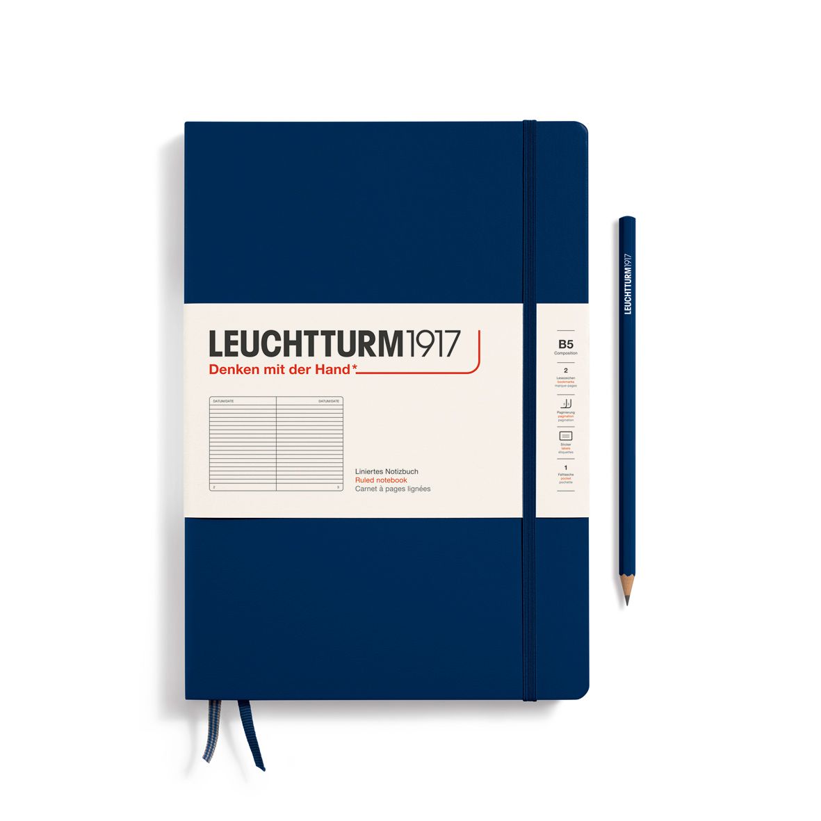Cuaderno Leuchtturm1917 Composition B5 Tapa Dura, Navy, lineas