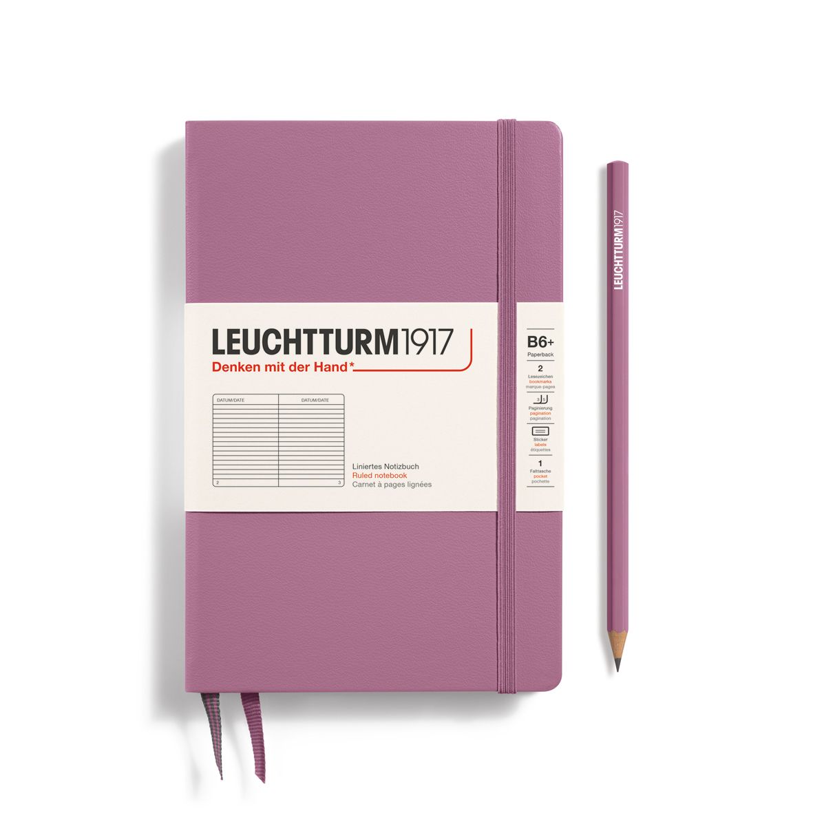 Cuaderno Leuchtturm1917 B6+, Tapa Dura, Dusty Rose, lineas