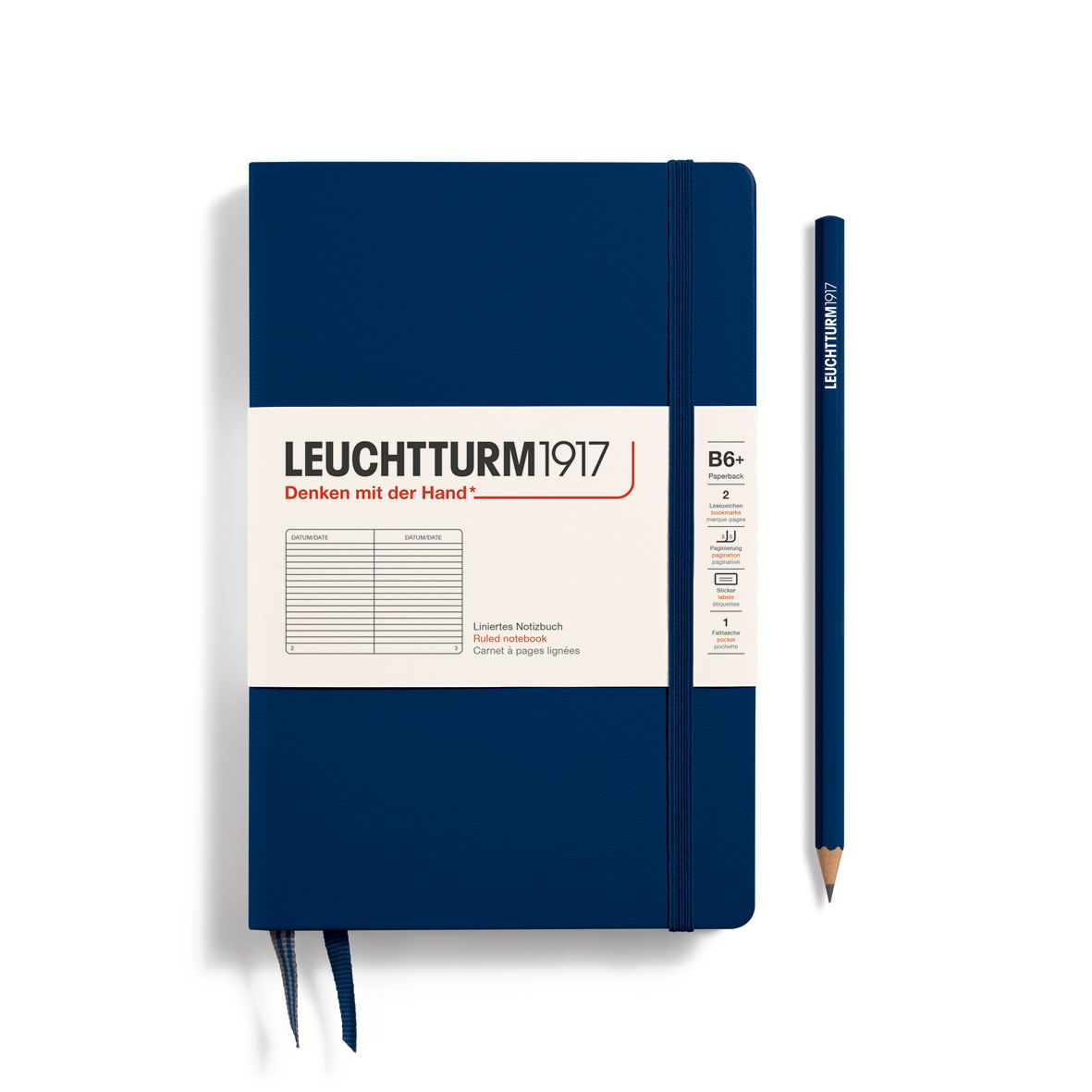 Cuaderno Leuchtturm1917 B6+, Tapa Dura, Navy, Rayas