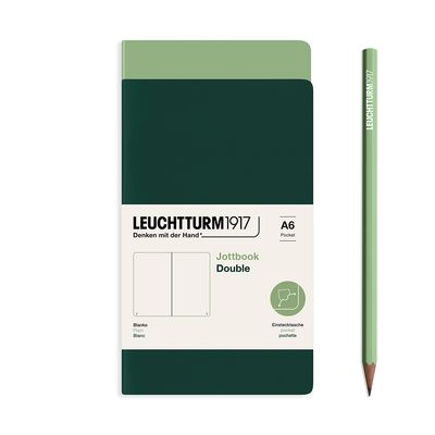 Cuaderno Leuchtturm1917 Jottbook Double A6, Sage + Forest Green, Plain