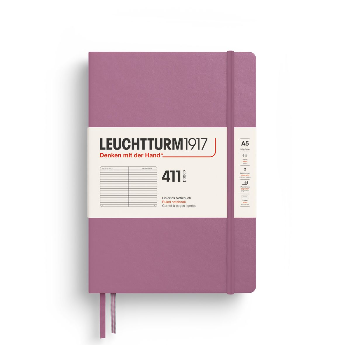 Cuaderno Leuchtturm1917 Medium 411, Dusty Rose, Lineas