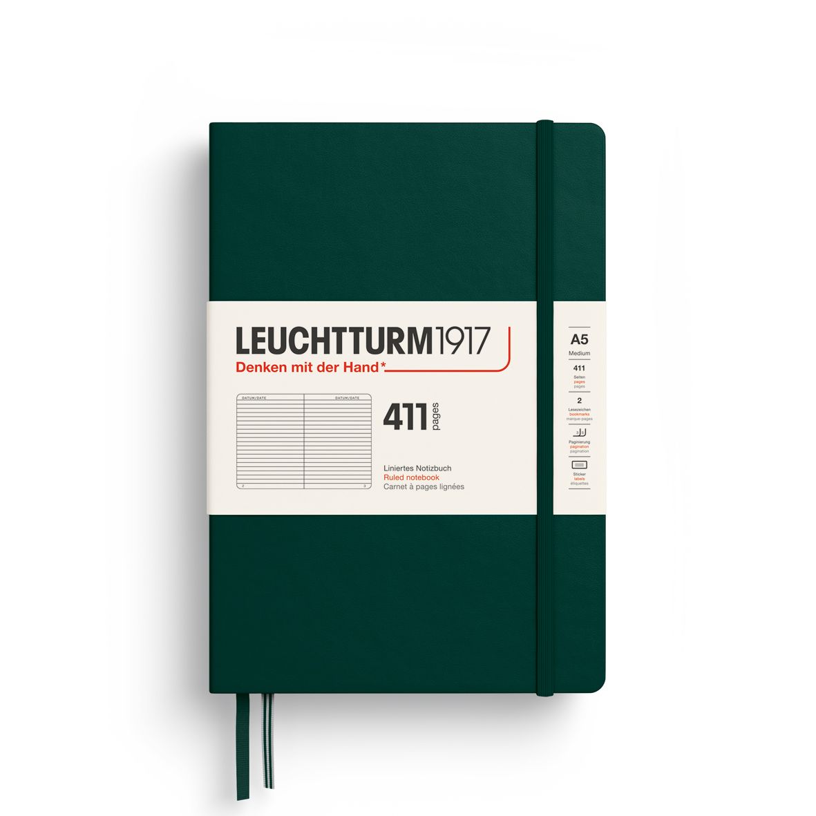 Cuaderno Leuchtturm1917 Medium 411, Forest Green, Lineas