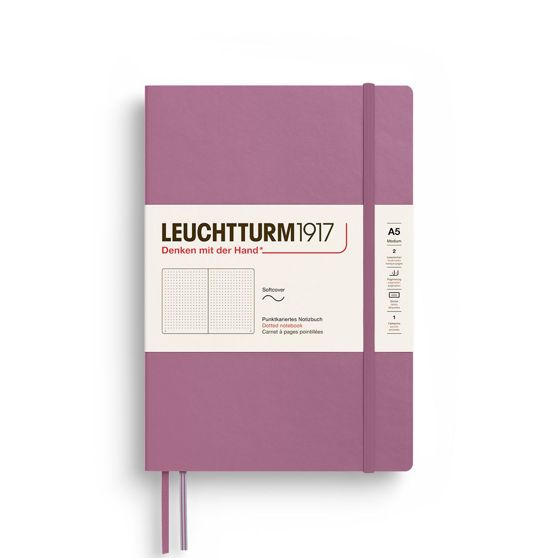 Cuadernos Leuchtturm1917 Medium A5 Softcover Dusty Rose, Puntos