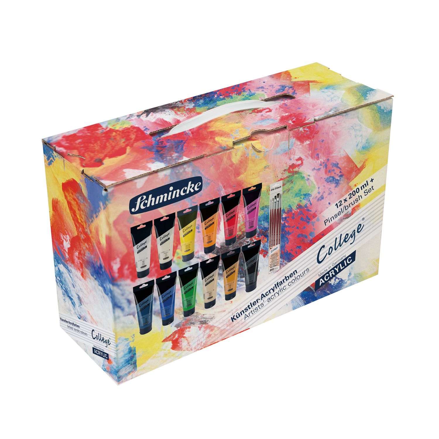 Pintura Acrilica Schmincke College 12 colores 200ml + pinceles