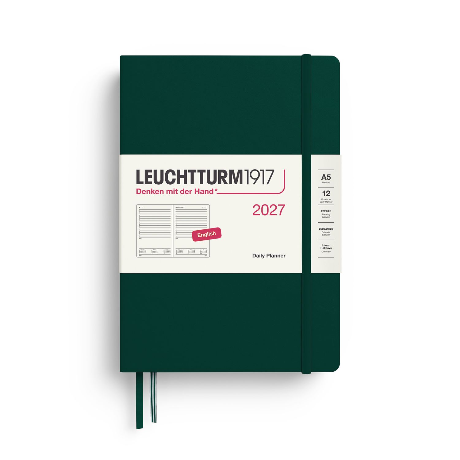 Agenda 2027 Leuchtturm1917  Daily Planner, Forest Green
