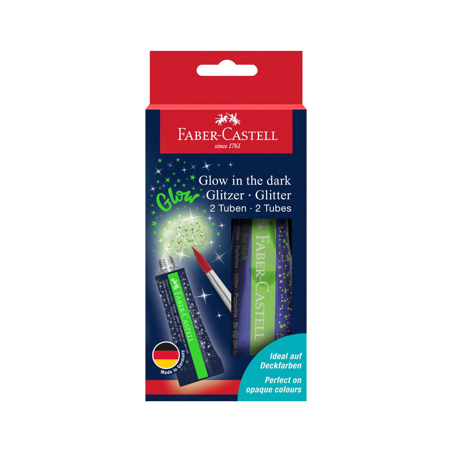 Purpurina Faber Castell Glow In The Dark Glitter, 2 x 12ml