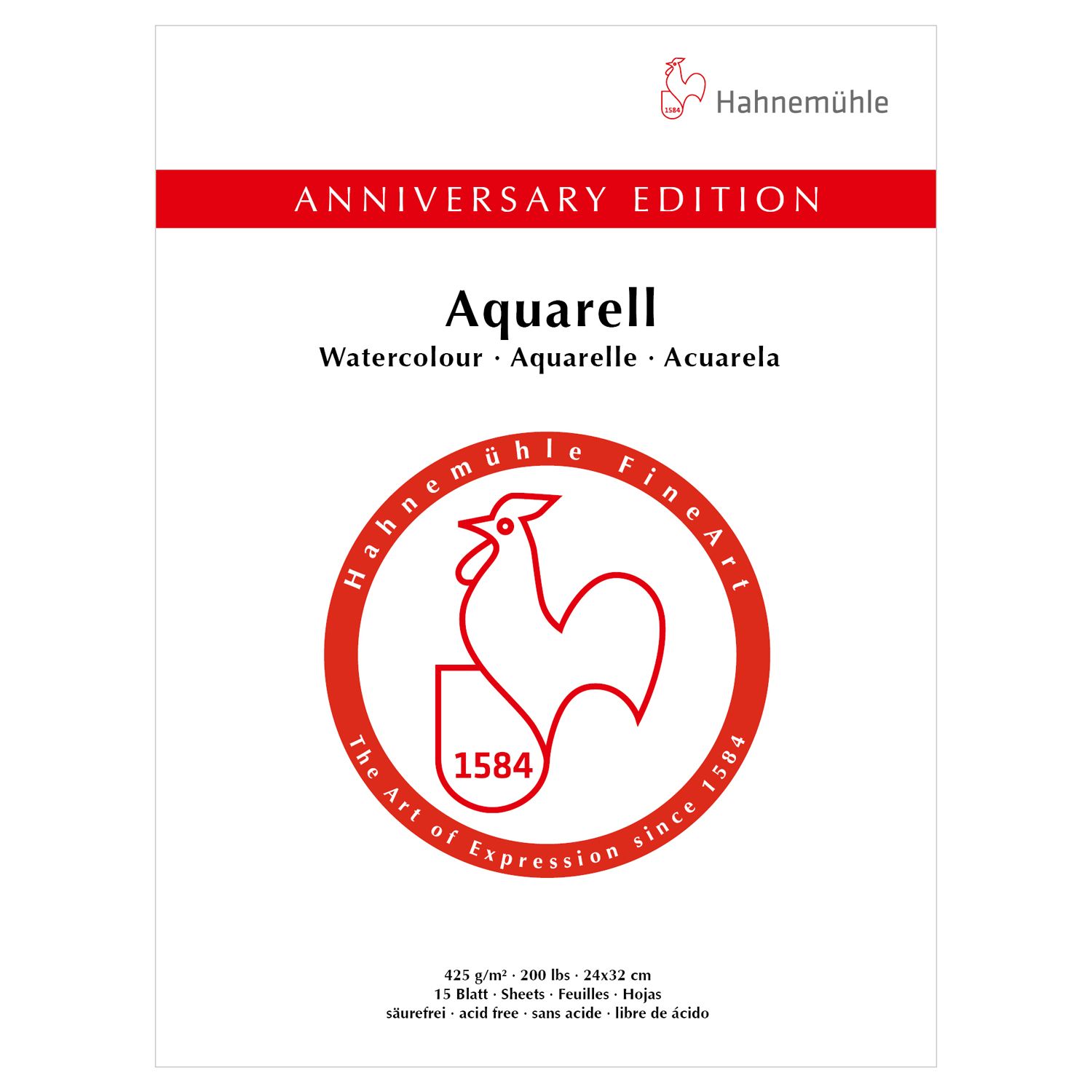 Block Hahnemuhle Aquarell Anniversary Edition 425gr.,  24 x 32 cms