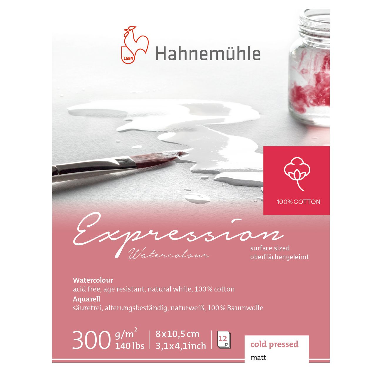 Block Hahnemuhle Expression 300 gr., 100% algodon, 8 x 10.5 cms Mini