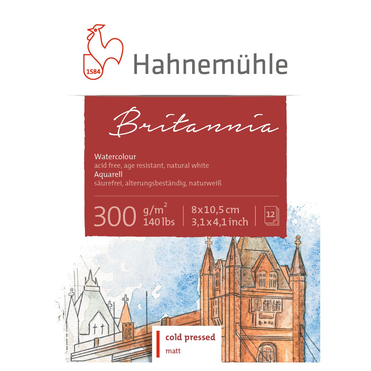 Block Hahnemuhle Britannia 300gr. grano fino, 8 x 10.5 Mini