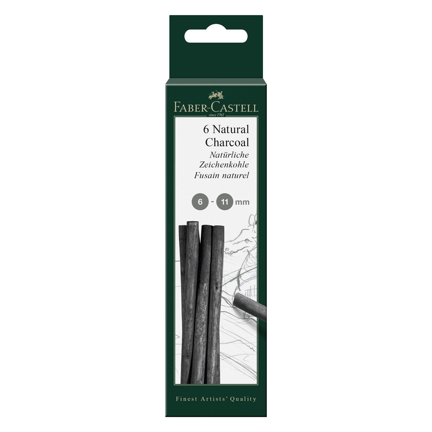 Carboncillo Natural Faber Castell 6-11mm 6 piezas