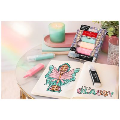 Marcador Faber Castell Textliner 46 Glassy Pastel, 4 colores