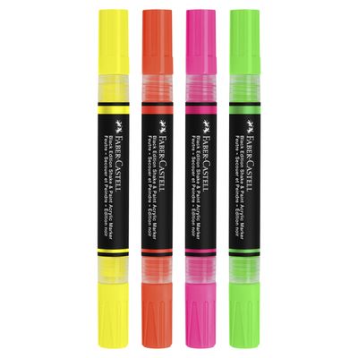 Marcador acrilico Faber Castell Shake &amp; Paint, 4 colores Neon