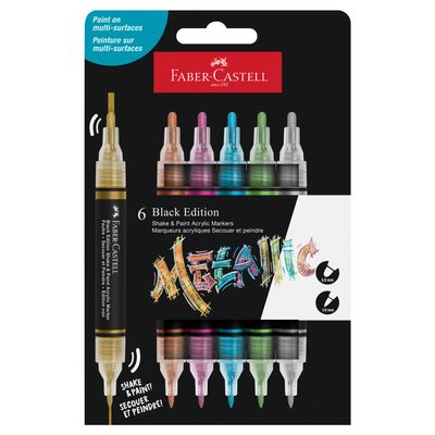 Marcador acrilico Faber Castell Shake &amp; Paint, 6 colores Metálicos