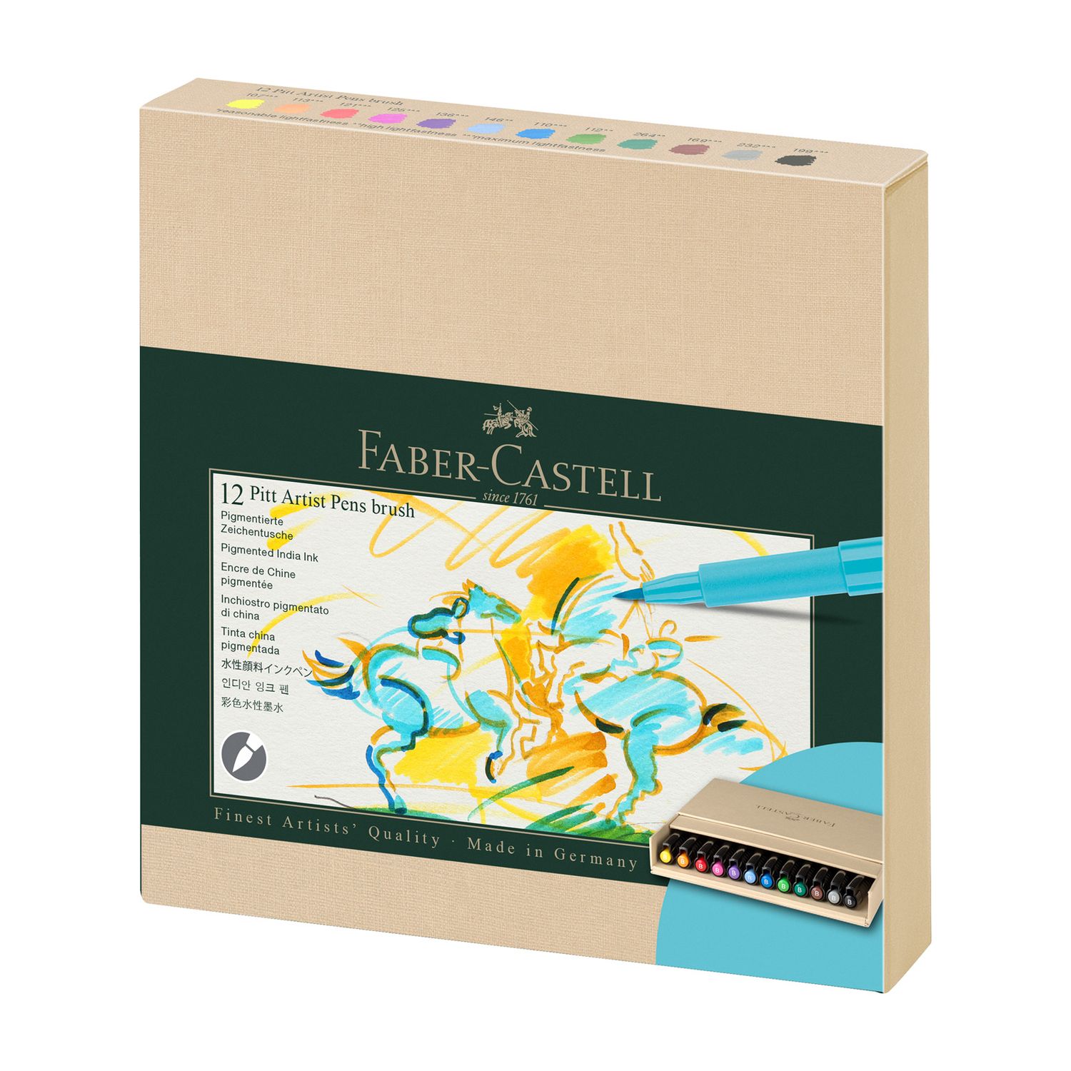 Marcador Faber Castell Pitt Artist Pen Brush 12 colores Studio