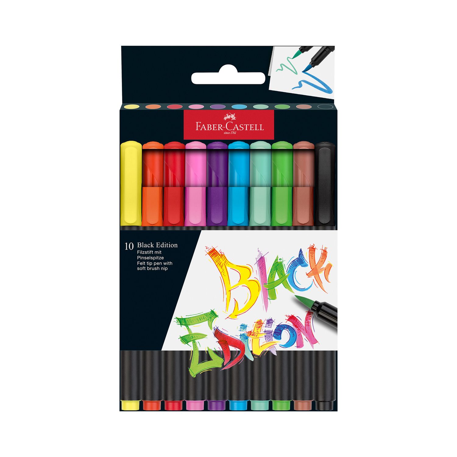 Marcador Faber Castell Black Edition Brush Pen 10 Colores