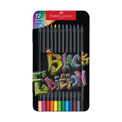 Lápiz Faber Castell Black Edition 12 Colores Caja de Metal