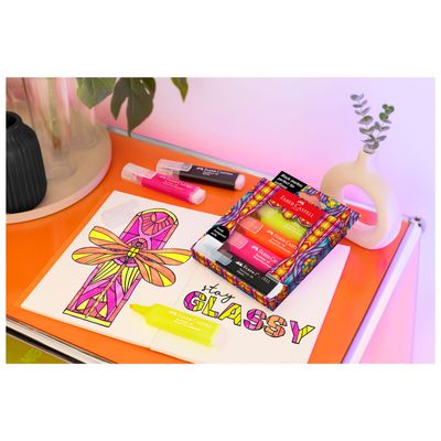 Marcador Faber Castell Textliner 46 Glassy Neon, 4 colores