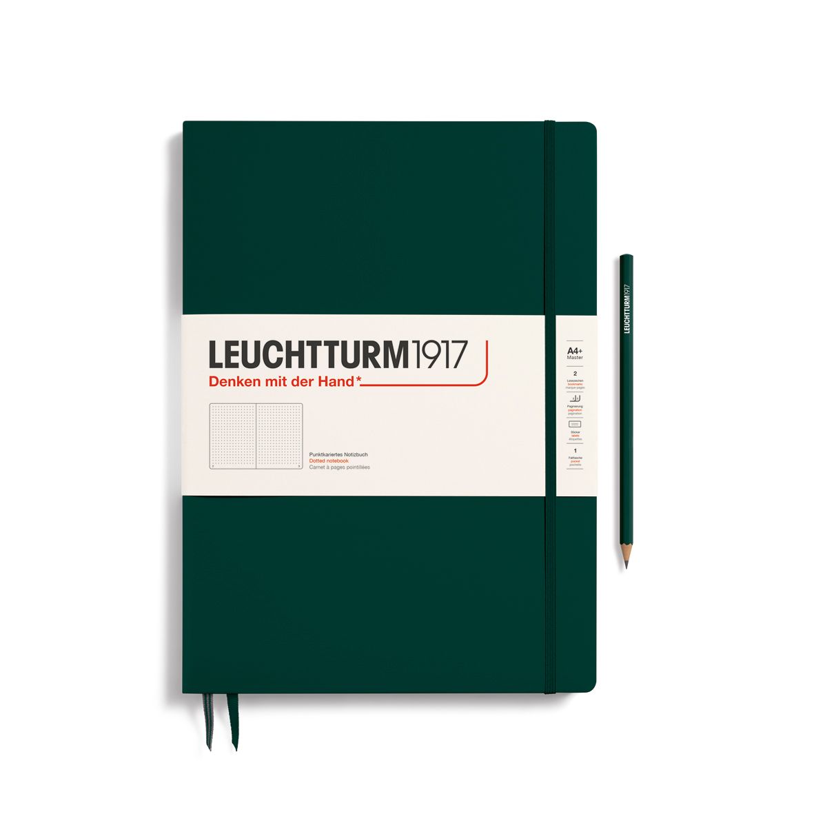 Cuaderno Leuchtturm1917 Master Slim A4+ Forest Green, puntos