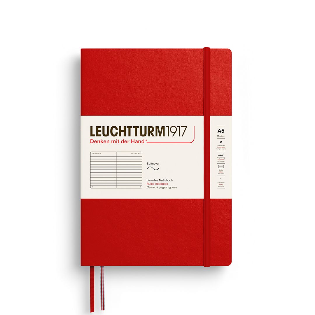 Cuadernos Leuchtturm1917 Medium A5 Softcover Cherry, Rayas