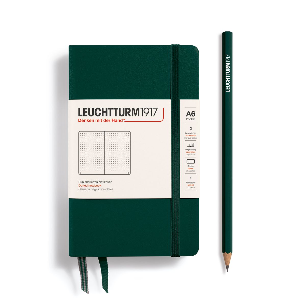 Cuaderno Leuchtturm1917 Pocket A6, Forest Green, Puntos