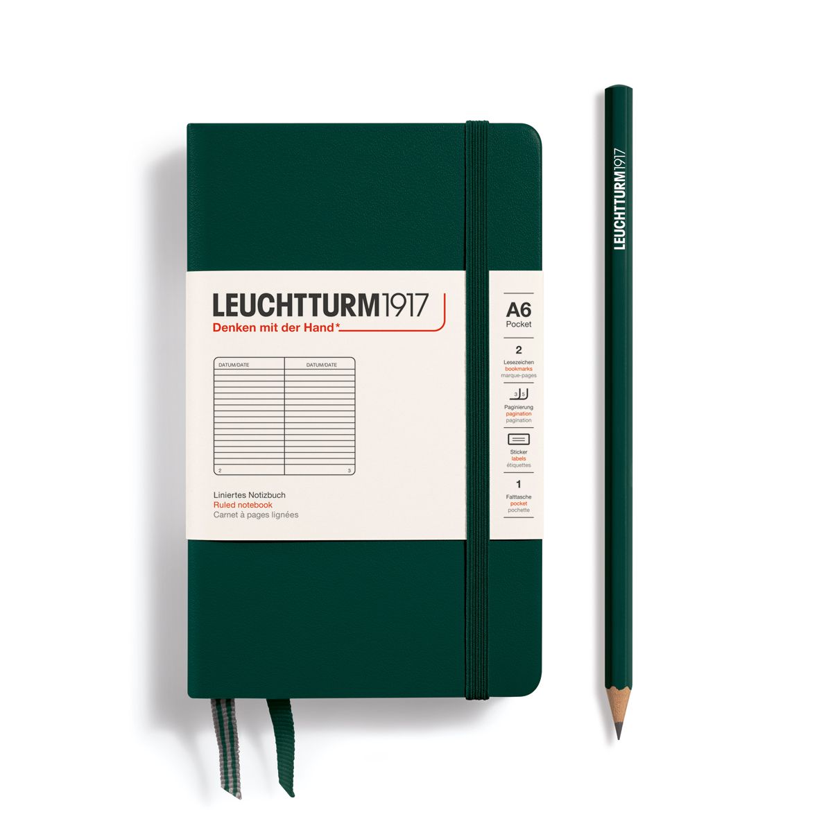 Cuaderno Leuchtturm1917 Pocket A6, Forest Green, Rayas