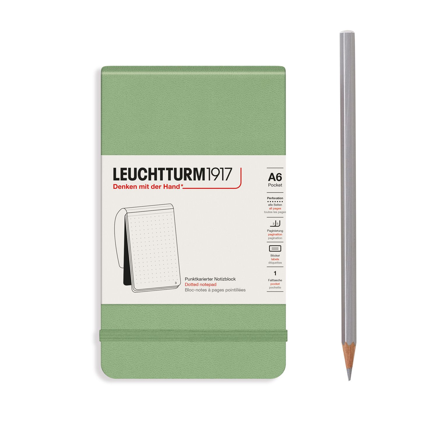 Cuaderno Leuchtturm1917 Reporter A6, color Sage, puntos
