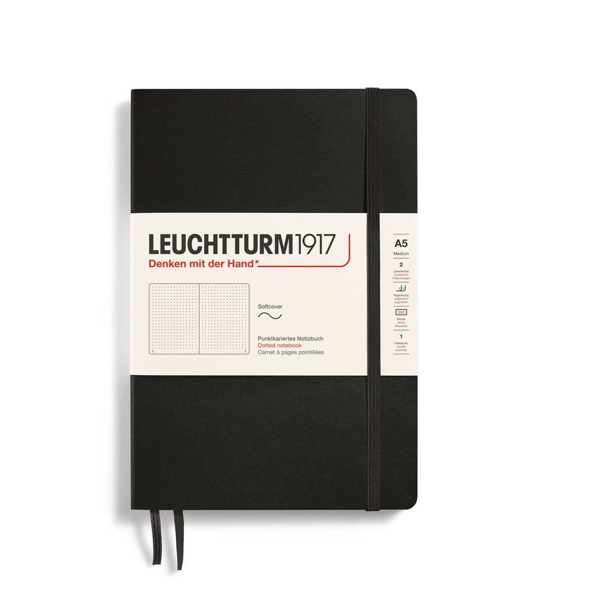 Cuadernos Leuchtturm1917 Medium A5 Softcover Negro, Puntos