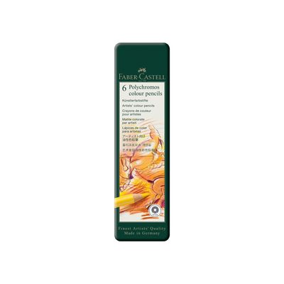 Lapiz Faber Castell Polychromos 6 Colores, Caja de Metal