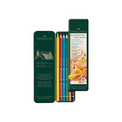 Lapiz Faber Castell Polychromos 6 Colores, Caja de Metal